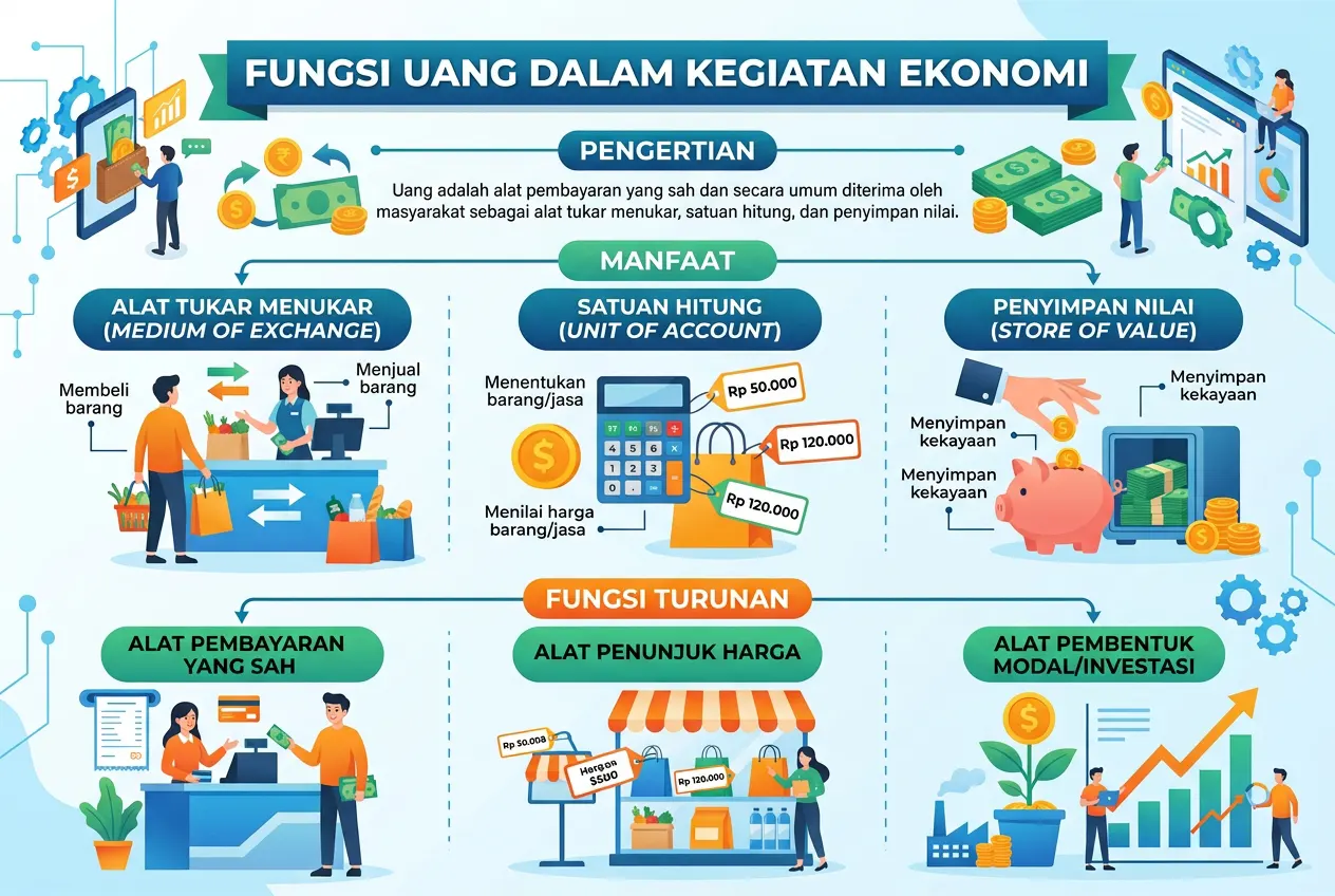 Fungsi Uang dalam Kegiatan Ekonomi: Pengertian, Manfaat, dan Contohnya (AiStudio)