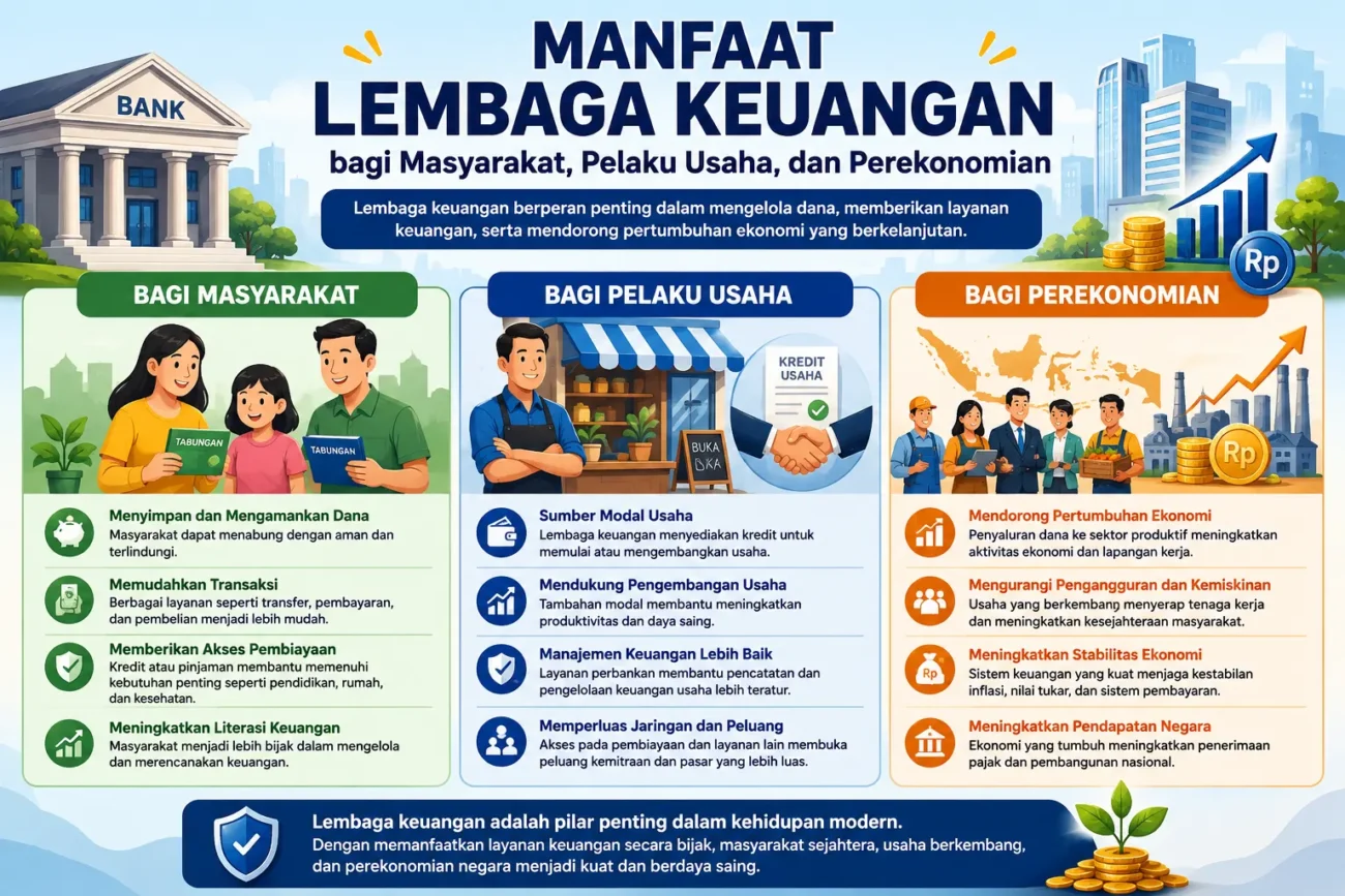 Manfaat Lembaga Keuangan bagi Masyarakat, Pelaku Usaha, dan Perekonomian (AiStudio)