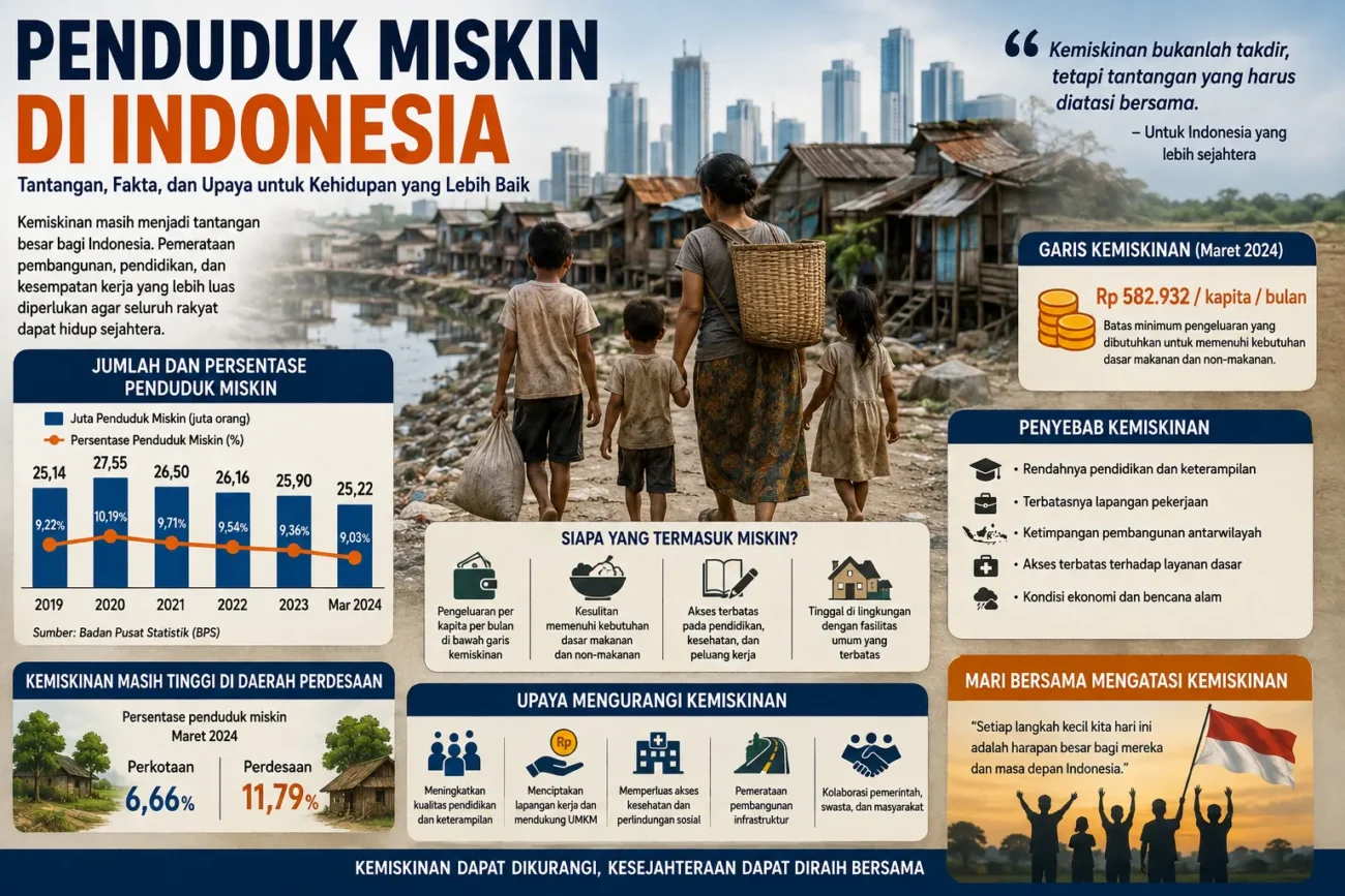 Jumlah Penduduk Miskin di Indonesia: Data Terbaru, Penyebab, Dampak, dan Upaya Penanggulangannya (AiStudio)