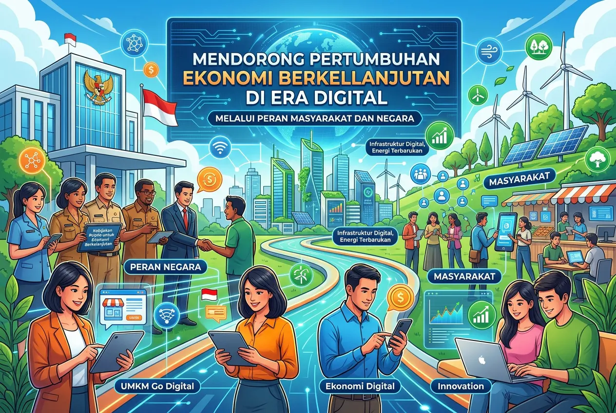 Mendorong Pertumbuhan Ekonomi Berkelanjutan di Era Digital melalui Peran Masyarakat dan Negara (AiStudio)