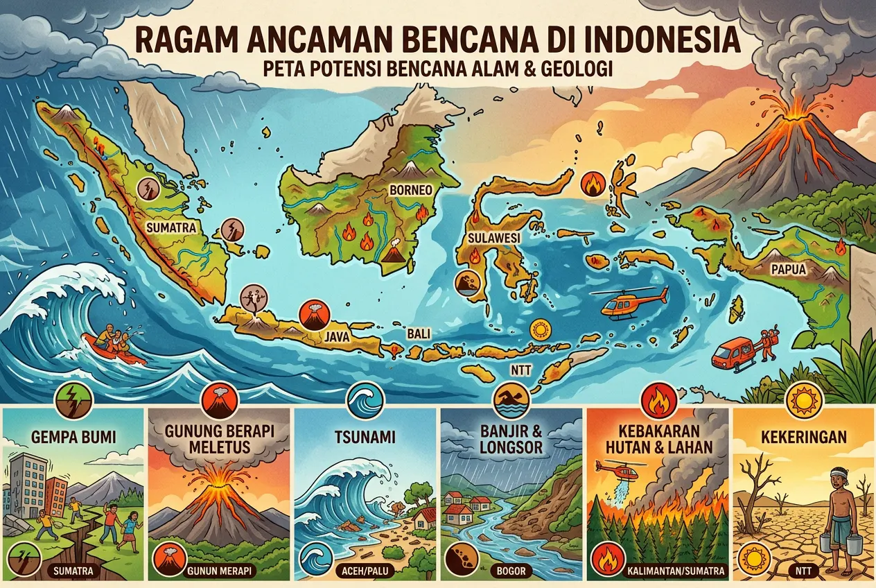 Ragam Ancaman Bencana di Indonesia (AiStudio)