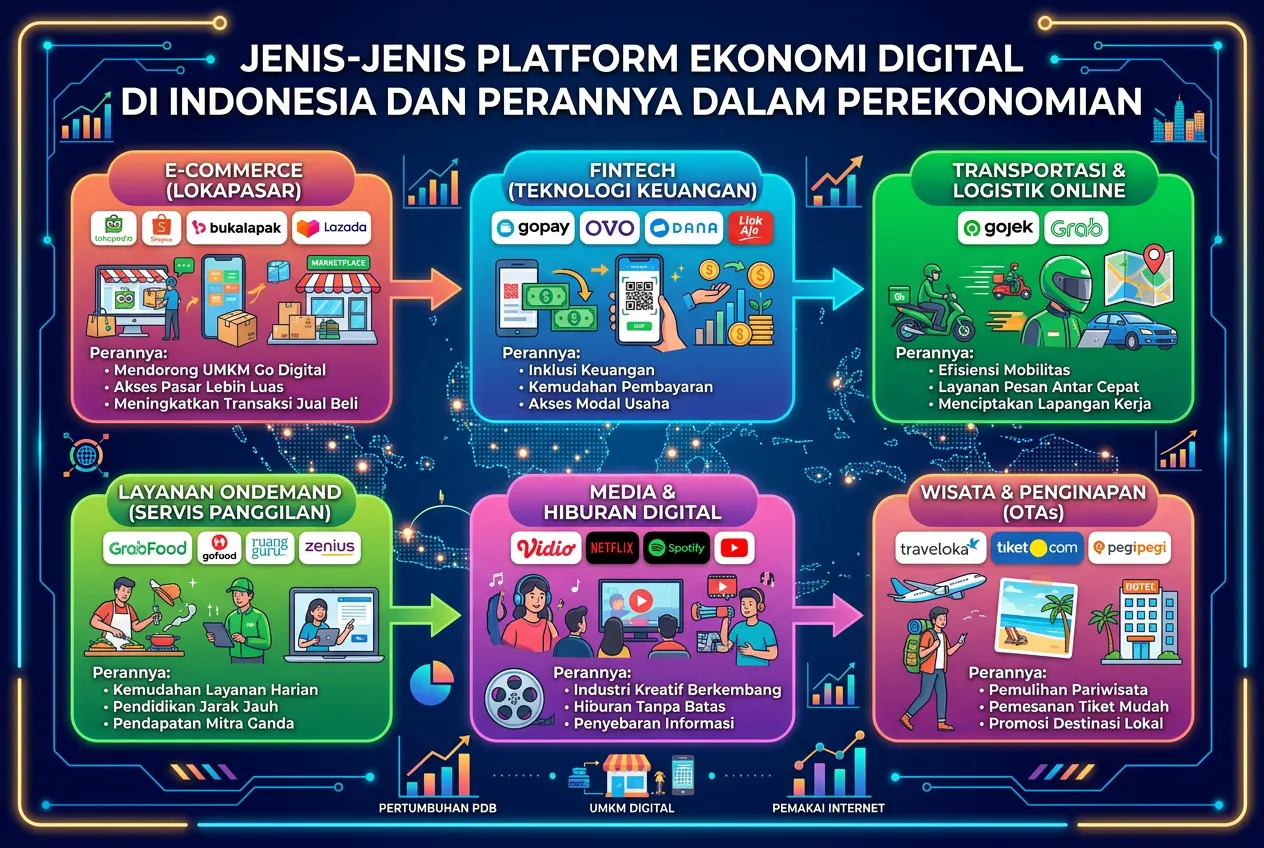 Jenis-Jenis Platform Ekonomi Digital di Indonesia dan Perannya dalam Perekonomian (AiStudio)