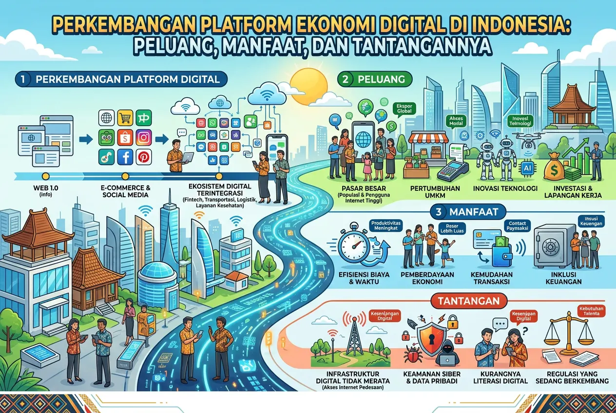 Perkembangan Platform Ekonomi Digital di Indonesia: Peluang, Manfaat, dan Tantangannya (AiStudio)