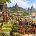 Perkembangan Kehidupan Masyarakat pada Masa Kerajaan Hindu-Buddha (AiStudio)