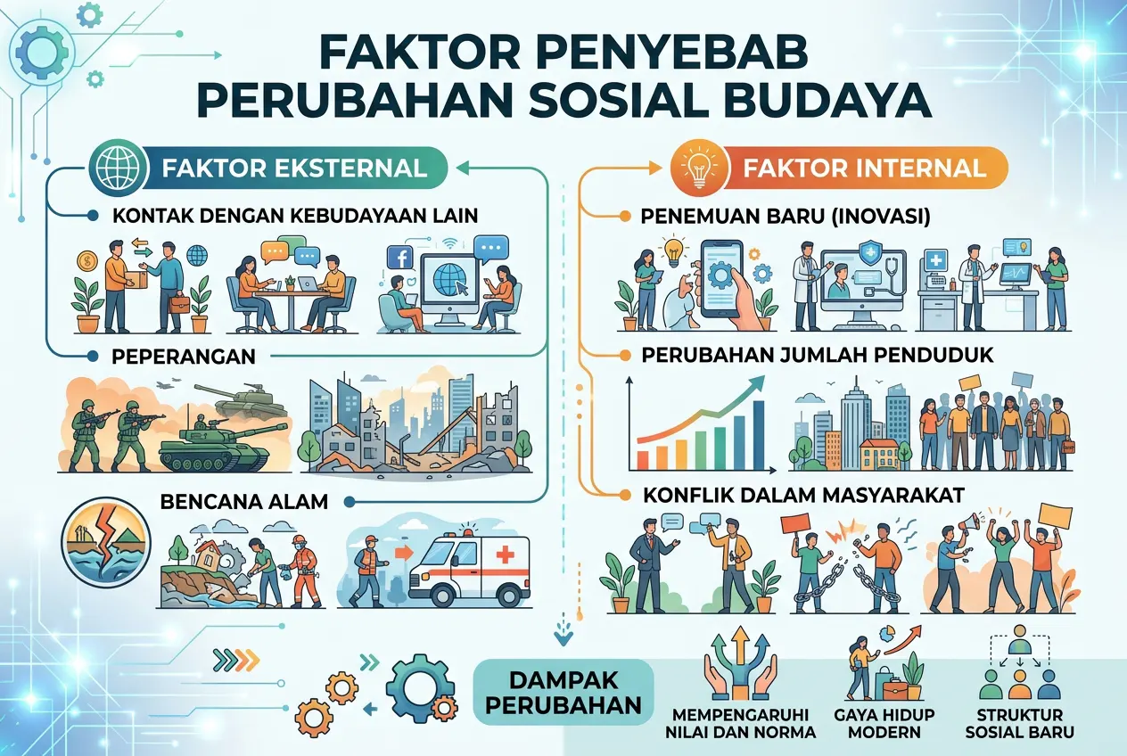 Faktor Penyebab Perubahan Sosial Budaya (AiStudio)
