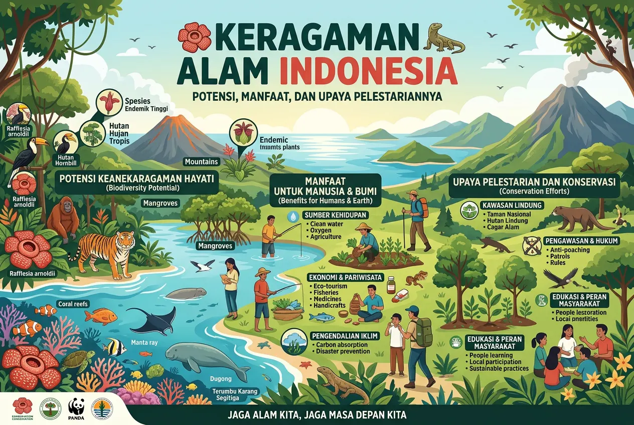 Keragaman Alam Indonesia: Potensi, Manfaat, dan Upaya Pelestariannya (AiStudio)