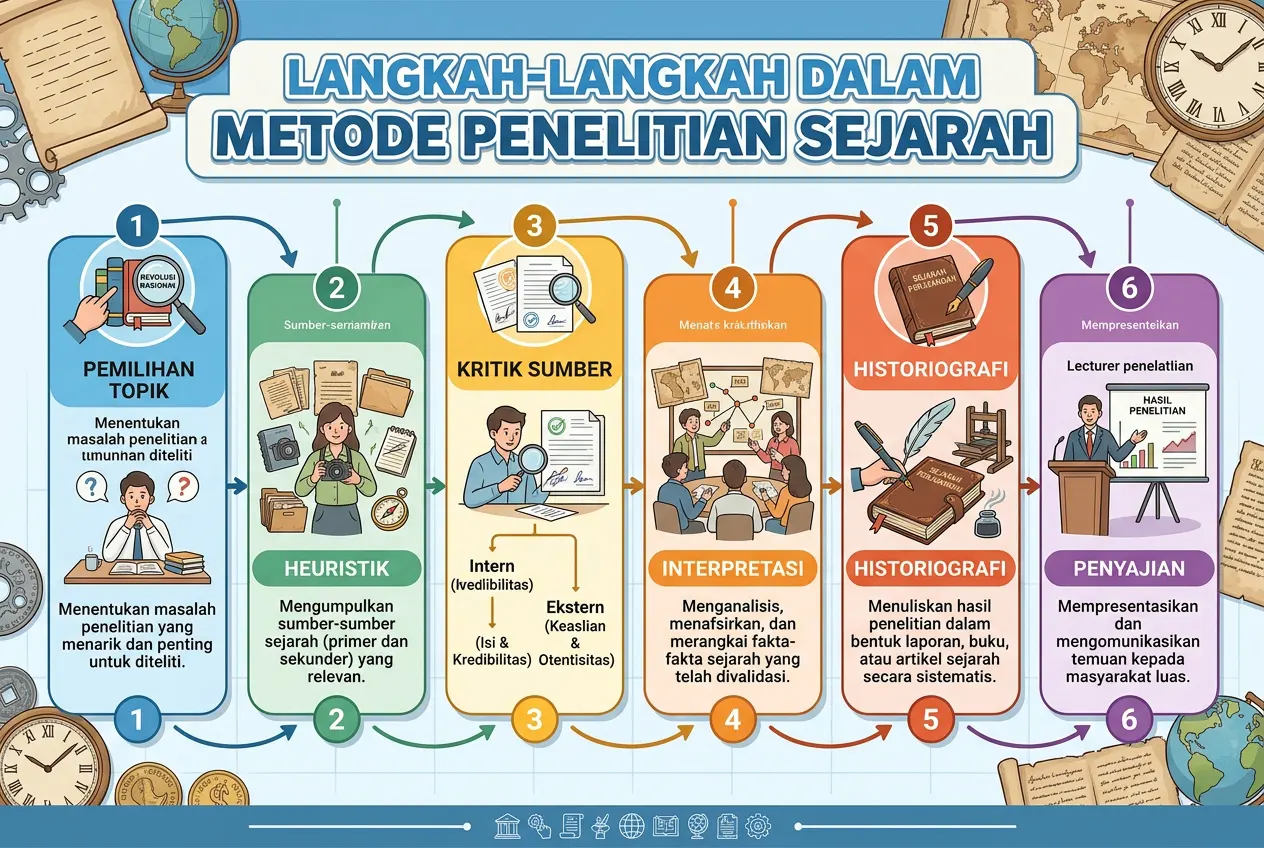 Langkah-Langkah Metode Penelitian Sejarah: Tahapan dan Contoh (AiStudio)