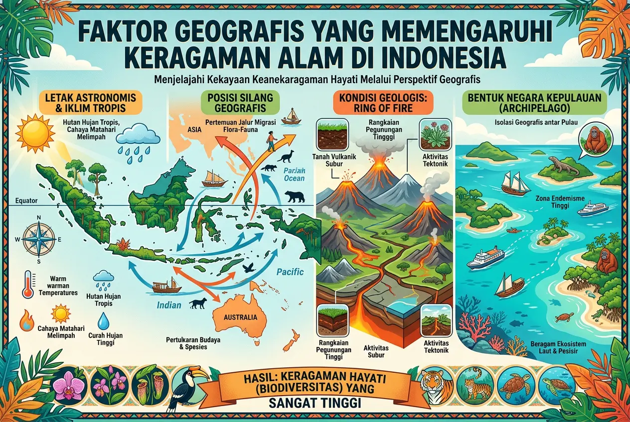 Faktor Geografis yang Memengaruhi Keragaman Alam di Indonesia (AiStudio)