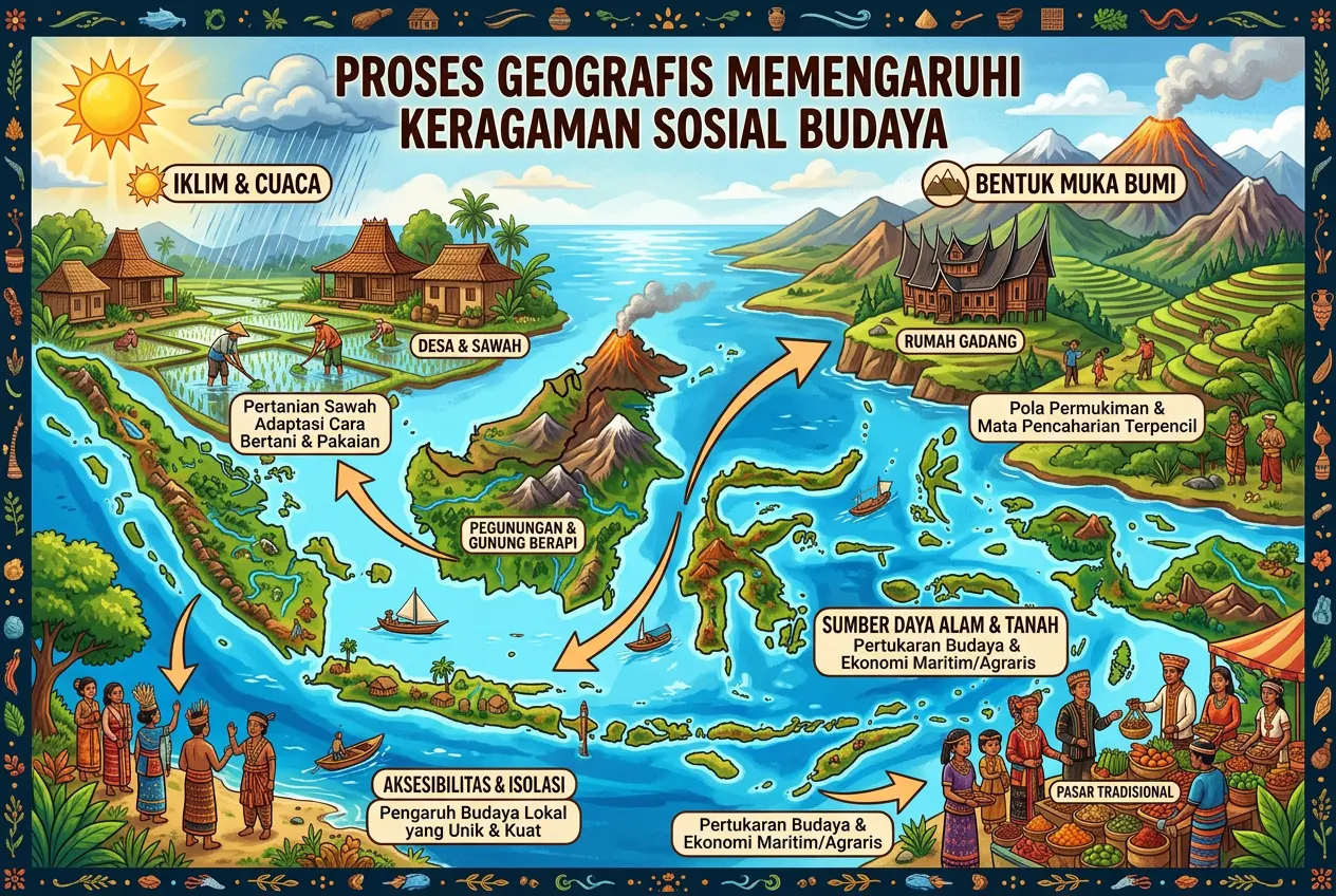 Proses Geografis Memengaruhi Keragaman Sosial Budaya (AiStudio)