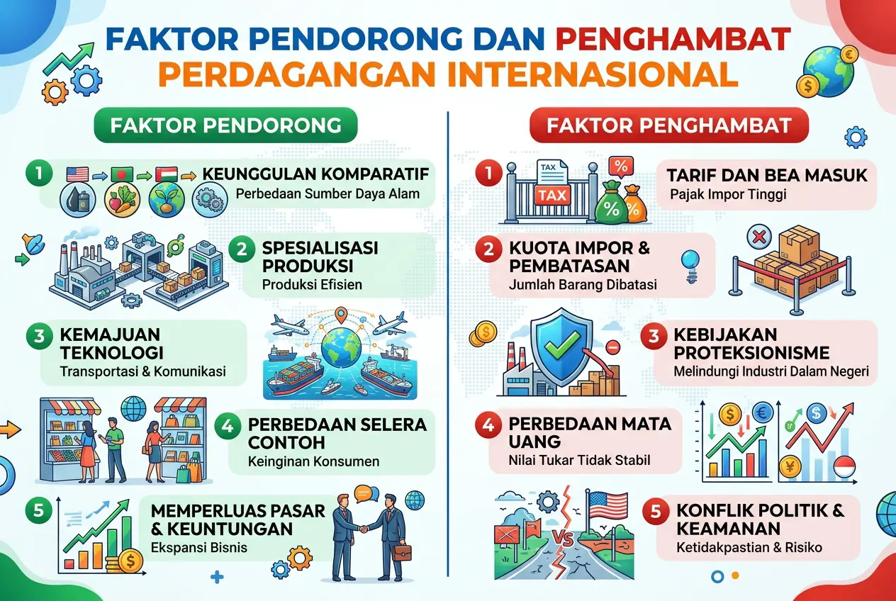 Faktor Pendorong dan Penghambat Perdagangan Internasional (AiStudio)