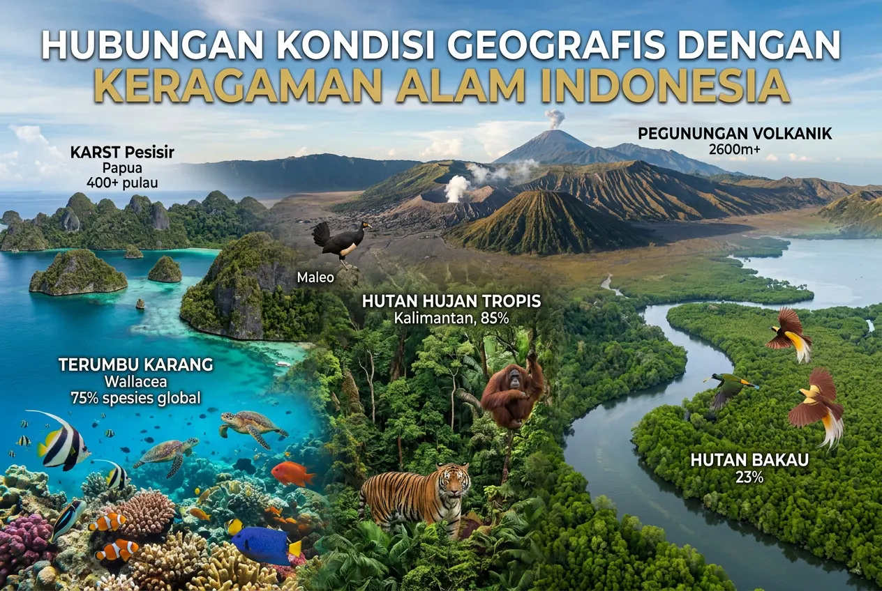 Hubungan Kondisi Geografis dengan Keragaman Alam Indonesia (AiStudio)