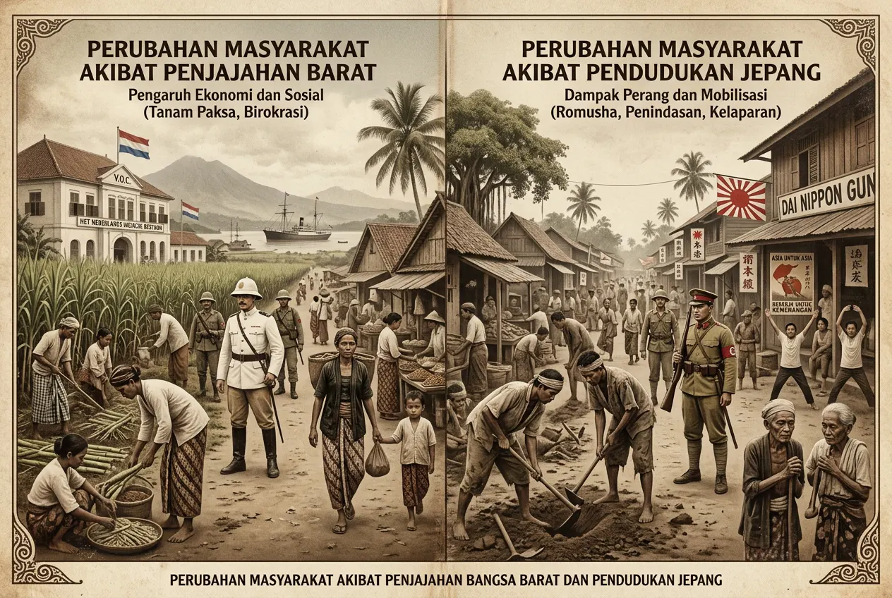 Perubahan Masyarakat Akibat Penjajahan Bangsa Barat dan Pendudukan Jepang (AiStudio)
