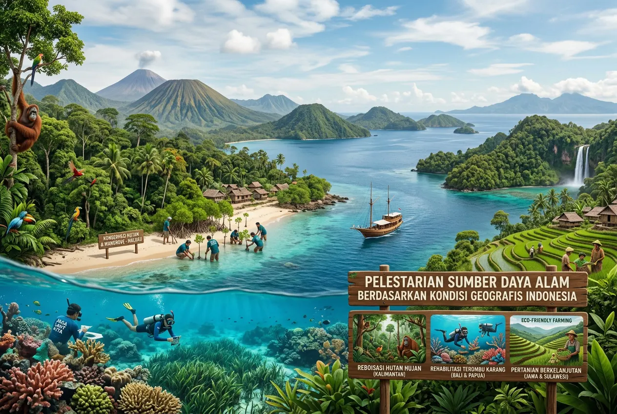 Pelestarian Sumber Daya Alam Berdasarkan Kondisi Geografis Indonesia (AiStudio)