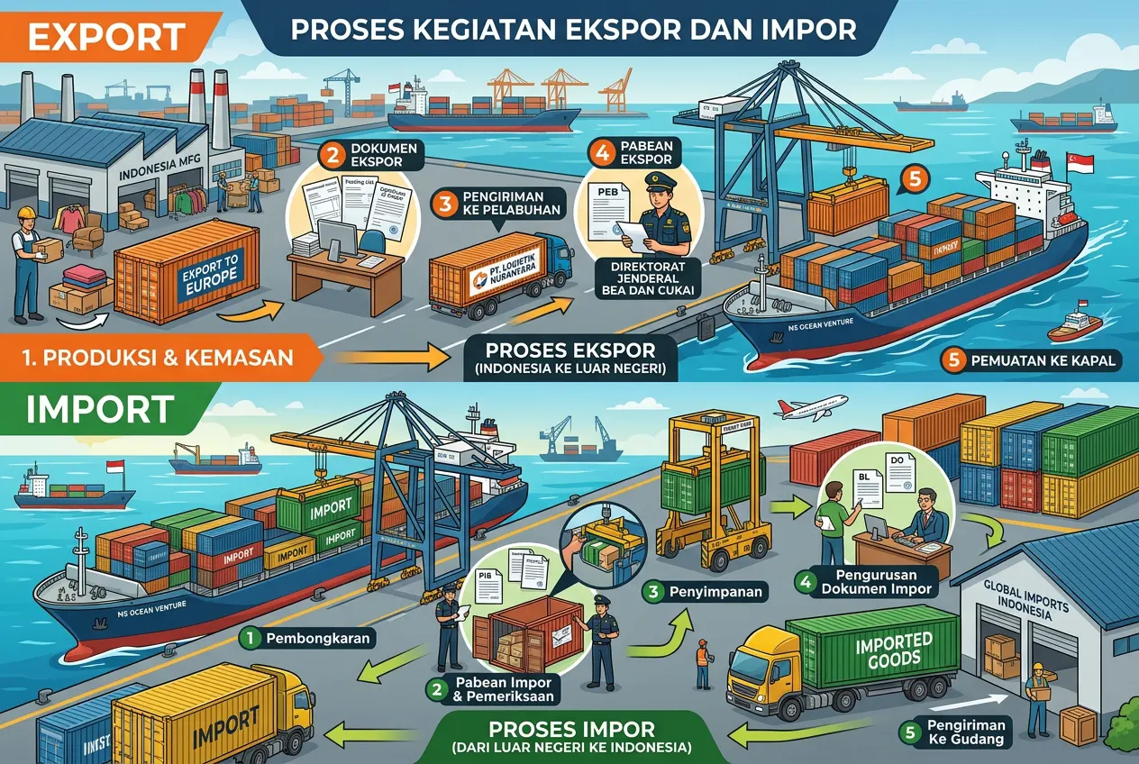 Proses Kegiatan Ekspor dan Impor (AiStudio)