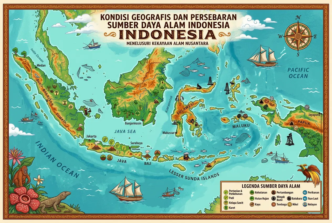 Kondisi Geografis dan Persebaran Sumber Daya Alam di Indonesia (AiStudio)