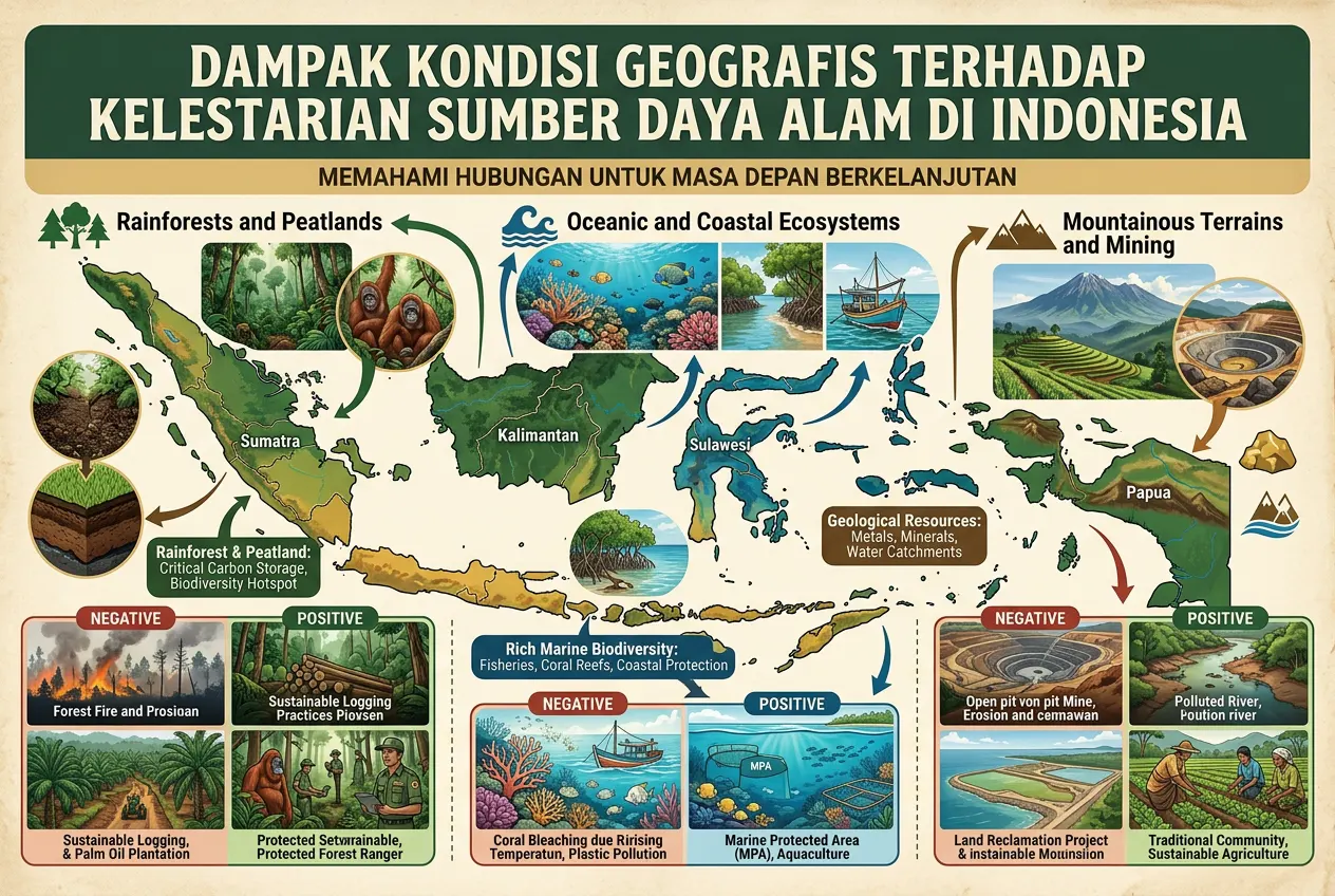 Dampak Kondisi Geografis terhadap Kelestarian Sumber Daya Alam di Indonesia (AiStudio)