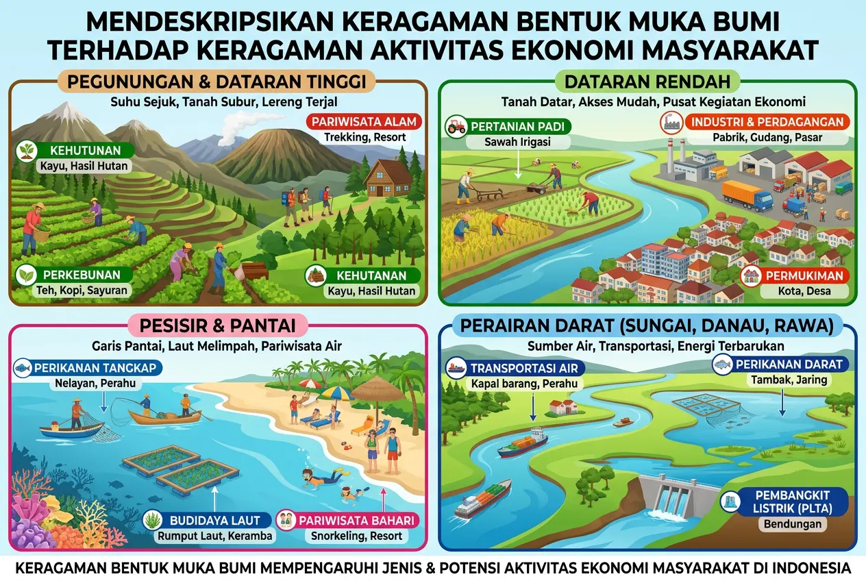 Mendeskripsikan Keragaman Bentuk Muka Bumi terhadap Keragaman Aktivitas Ekonomi Masyarakat (AiStudio)