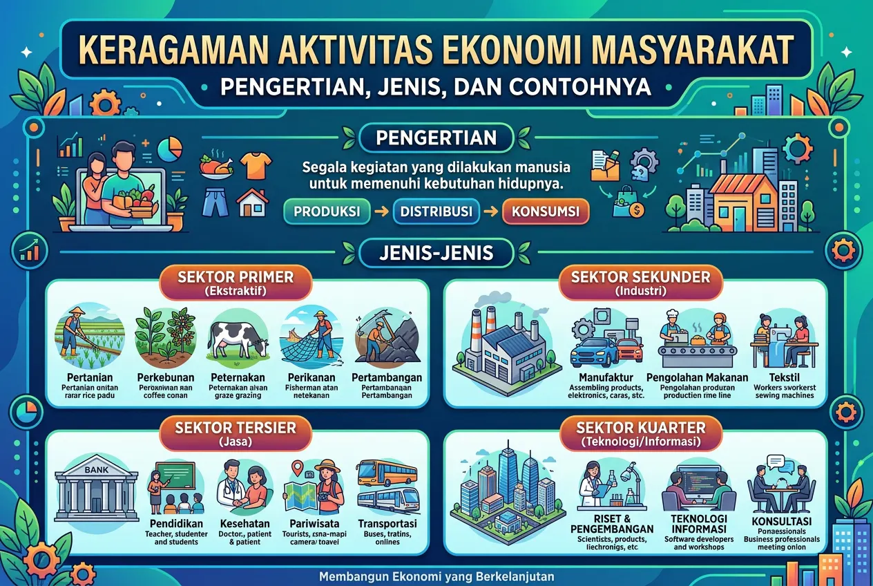 Keragaman Aktivitas Ekonomi Masyarakat: Pengertian, Jenis, dan Contohnya (AiStudio)