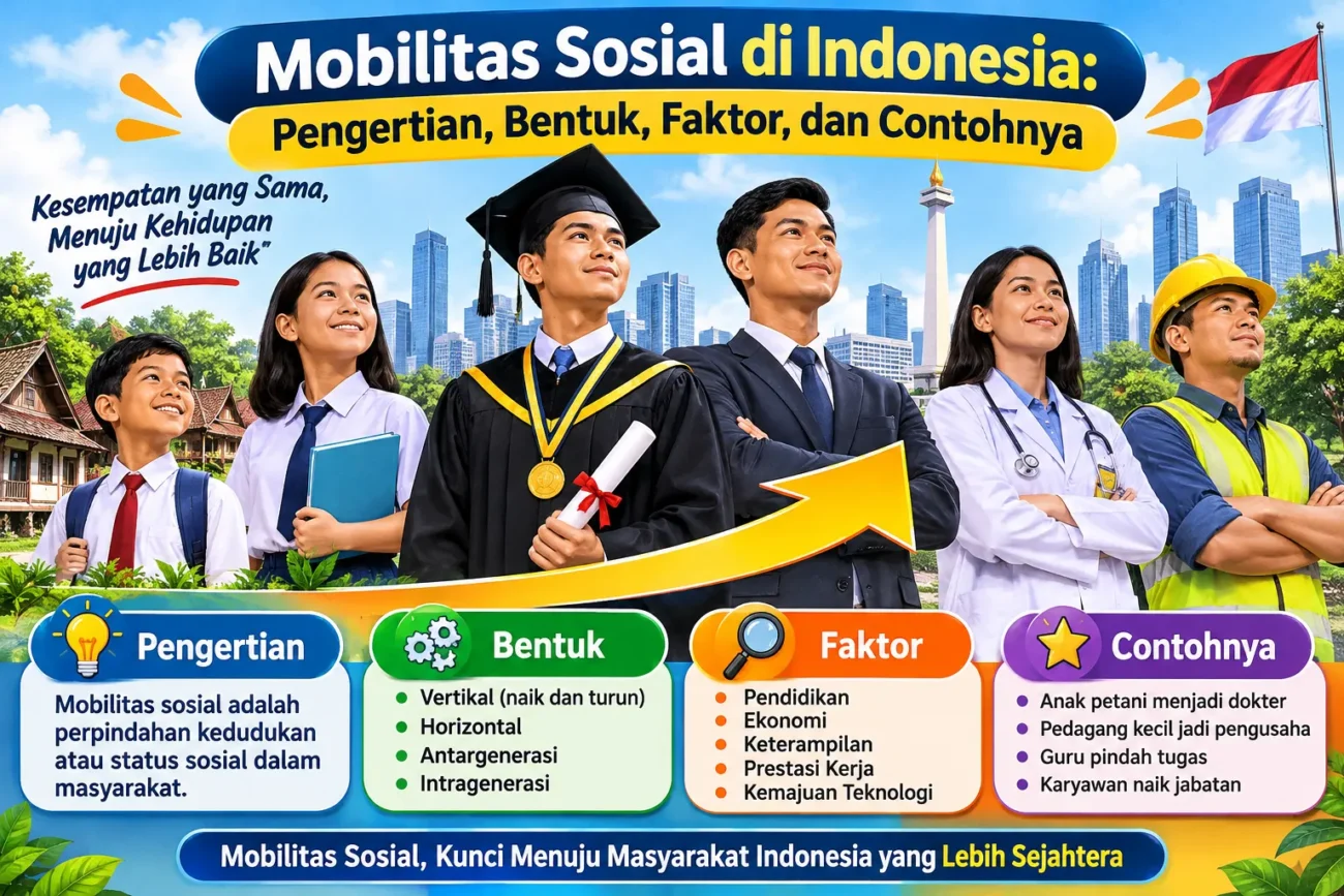 Mobilitas Sosial di Indonesia: Pengertian, Bentuk, Faktor, dan Contohnya (AiStudio)