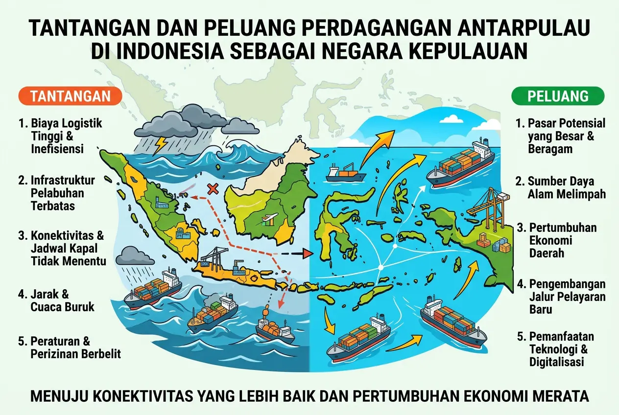 Tantangan dan Peluang Perdagangan Antarpulau di Indonesia sebagai Negara Kepulauan (AiStudio)
