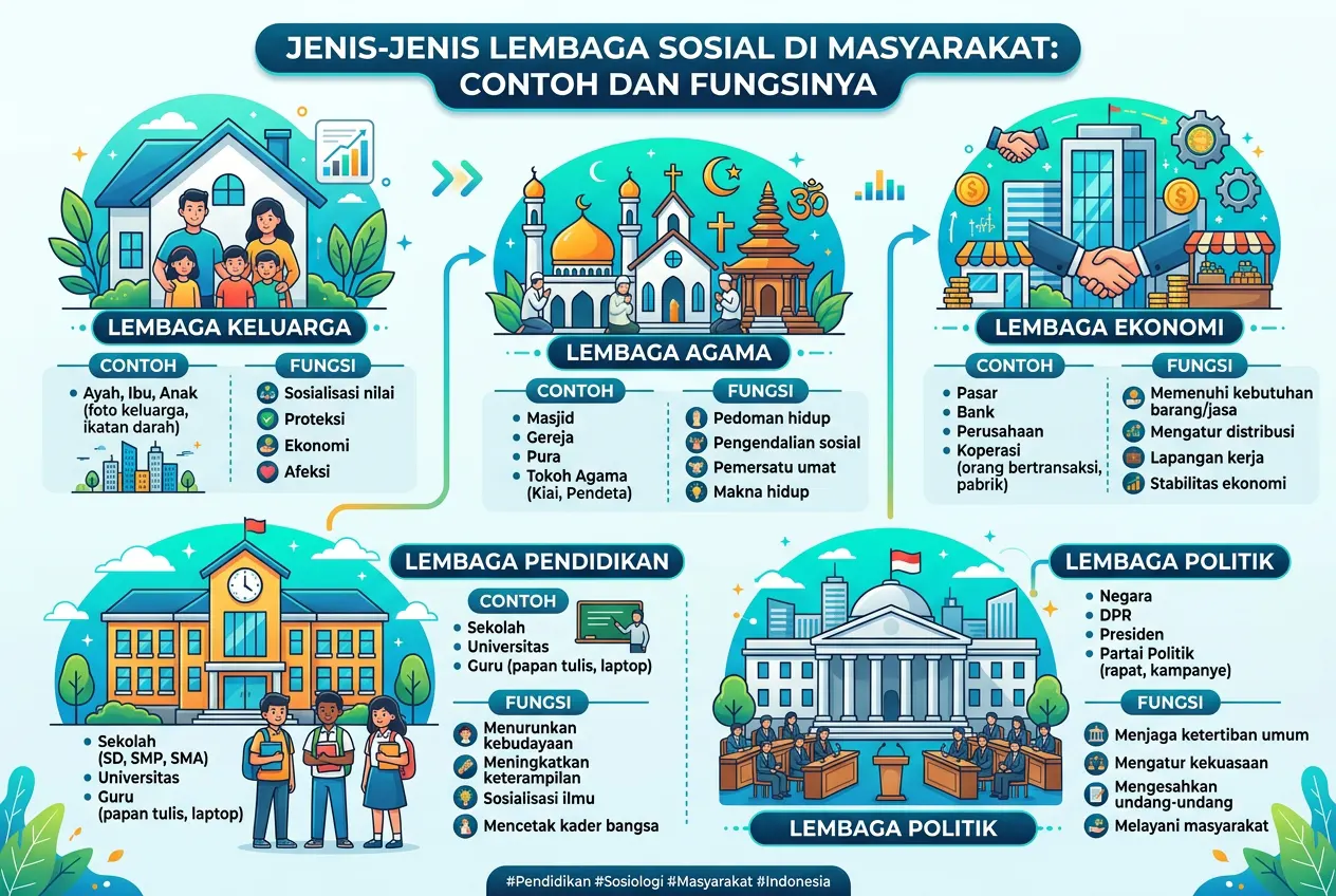 Jenis-Jenis Lembaga Sosial di Masyarakat Beserta Contoh dan Fungsinya (AiStudio)