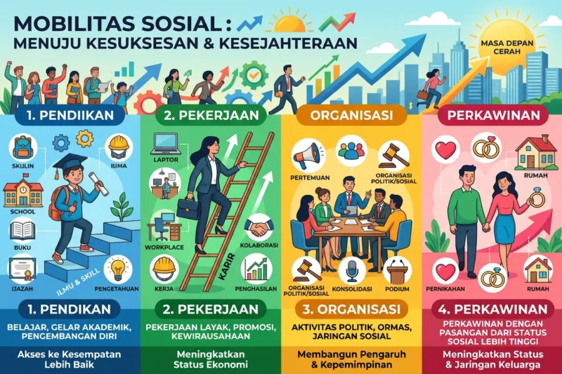 Saluran Mobilitas Sosial: Pendidikan, Pekerjaan, Organisasi, dan Perkawinan