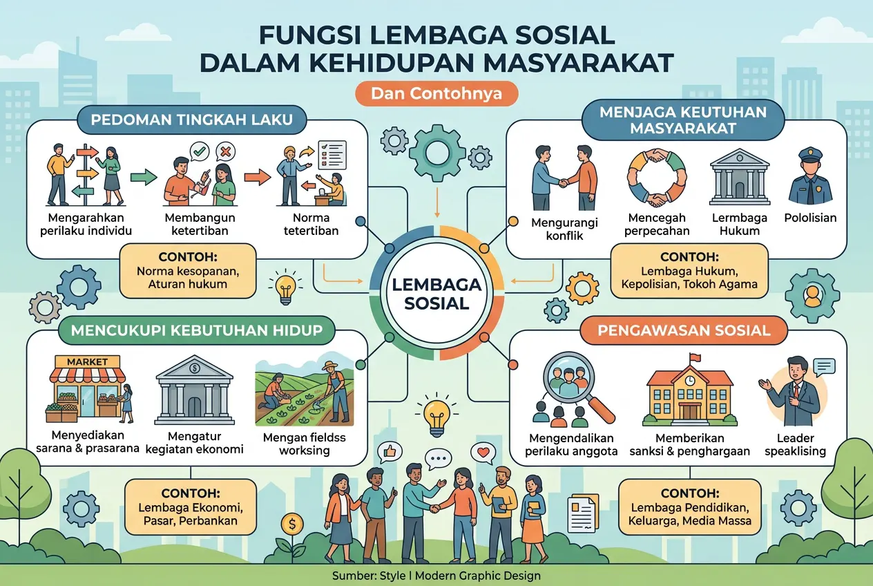 Fungsi Lembaga Sosial dalam Kehidupan Masyarakat dan Contohnya (AiStudio)