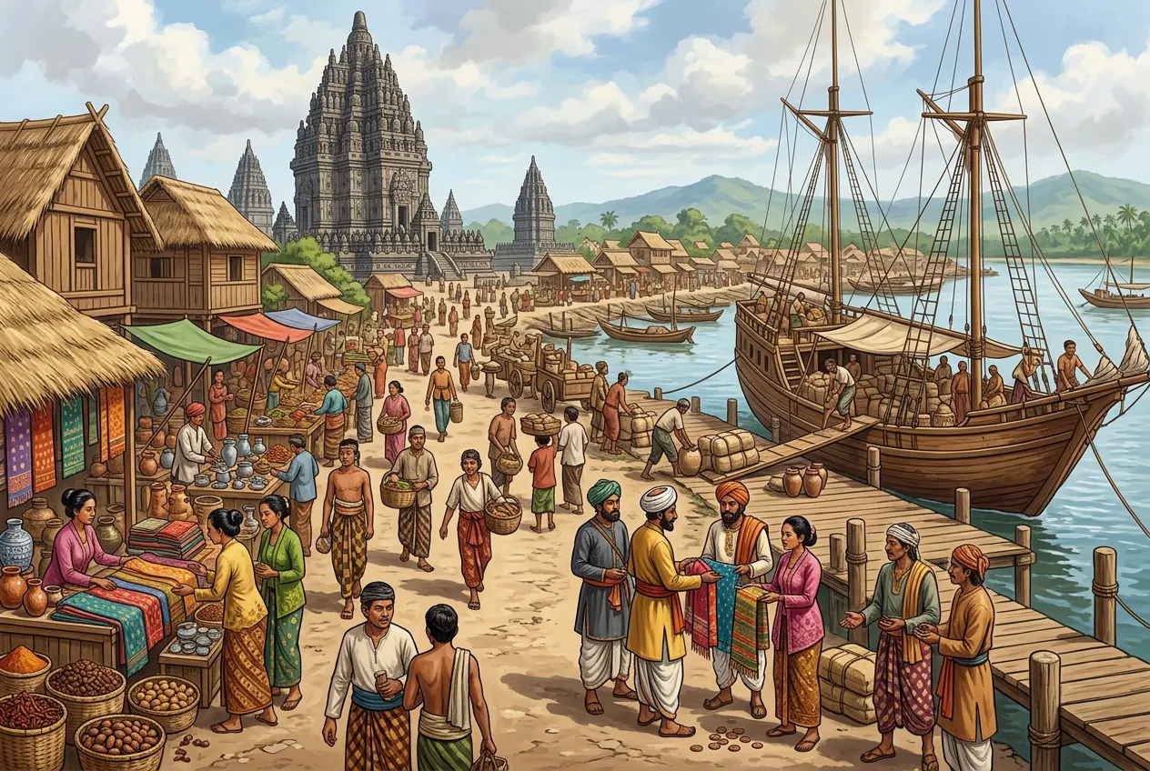 Peran Perdagangan dalam Kehidupan Masyarakat pada Masa Hindu-Buddha (AiStudio)