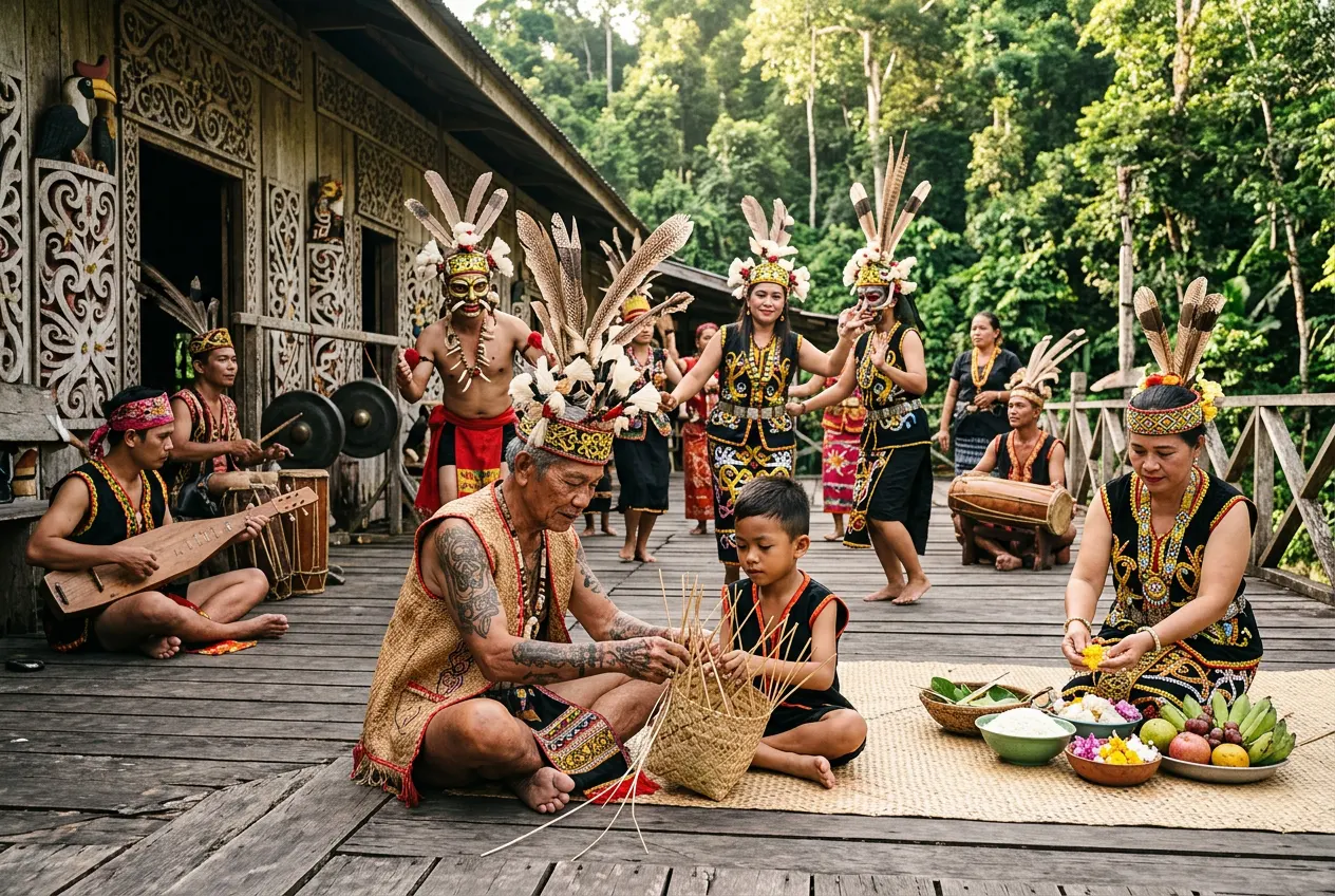 Kearifan Lokal Masyarakat Dayak: Tradisi, Nilai Budaya, dan Pelestarian Alam (AiStudio)