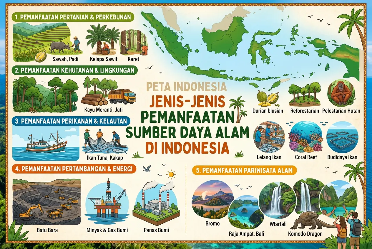 Jenis-Jenis Pemanfaatan Sumber Daya Alam di Indonesia (AiStudio)