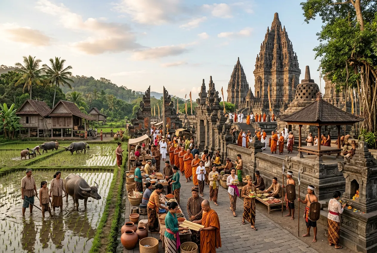 Perubahan Kehidupan Masyarakat Setelah Masuknya Pengaruh Hindu-Buddha (AiStudio)