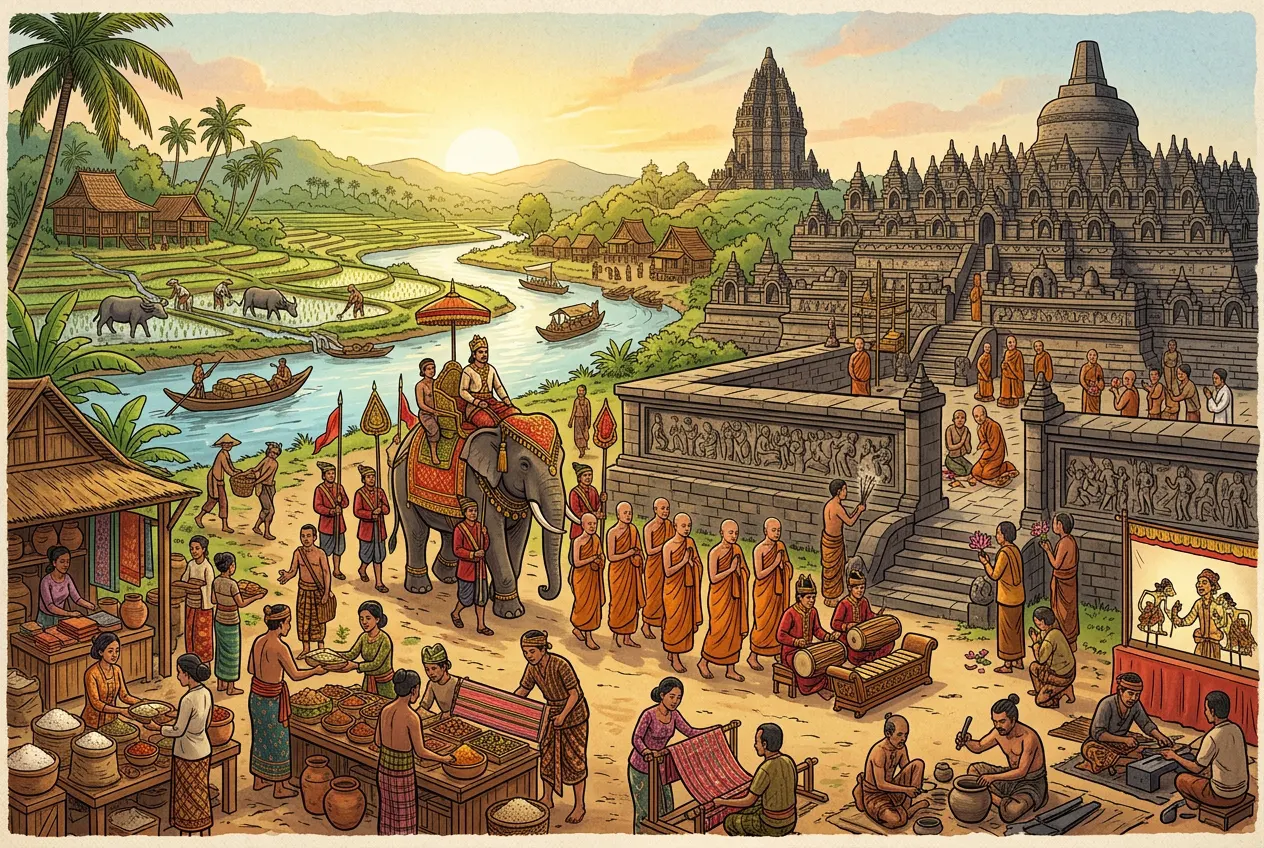 Ciri-Ciri Kehidupan Masyarakat Indonesia pada Masa Kerajaan Hindu-Buddha (Aistudio)