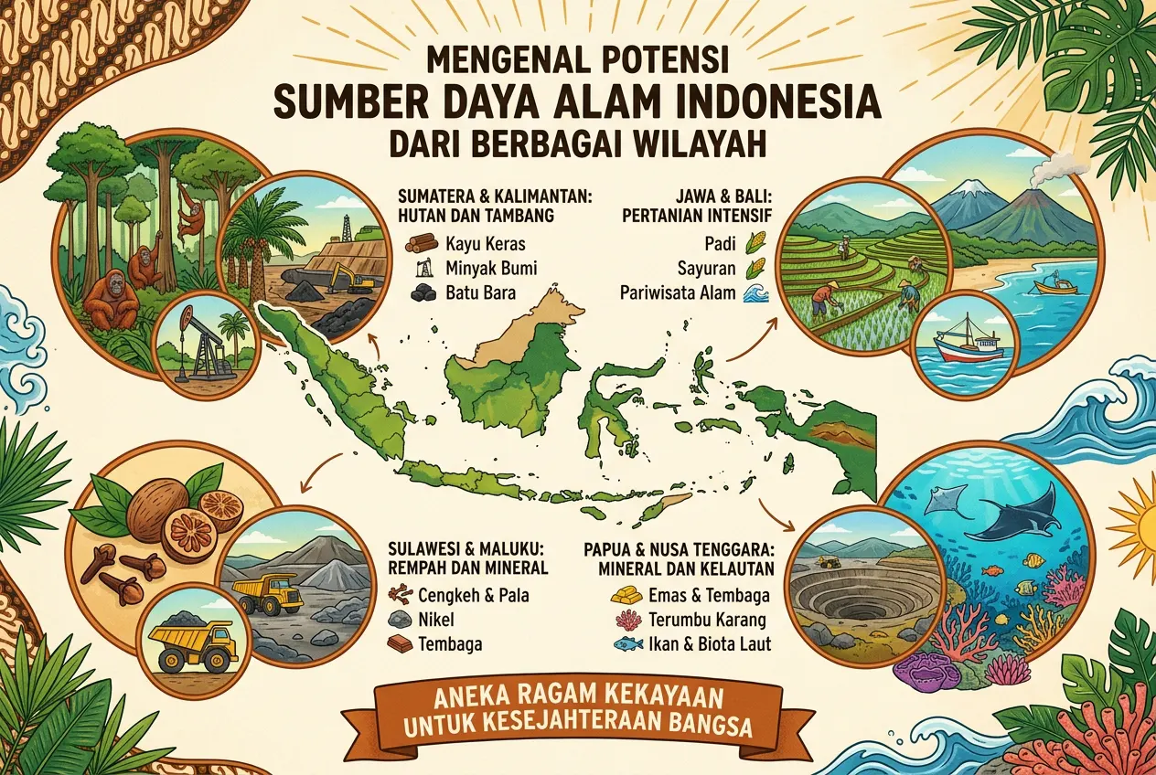 Mengenal Potensi Sumber Daya Alam Indonesia dari Berbagai Wilayah (AiStudio)