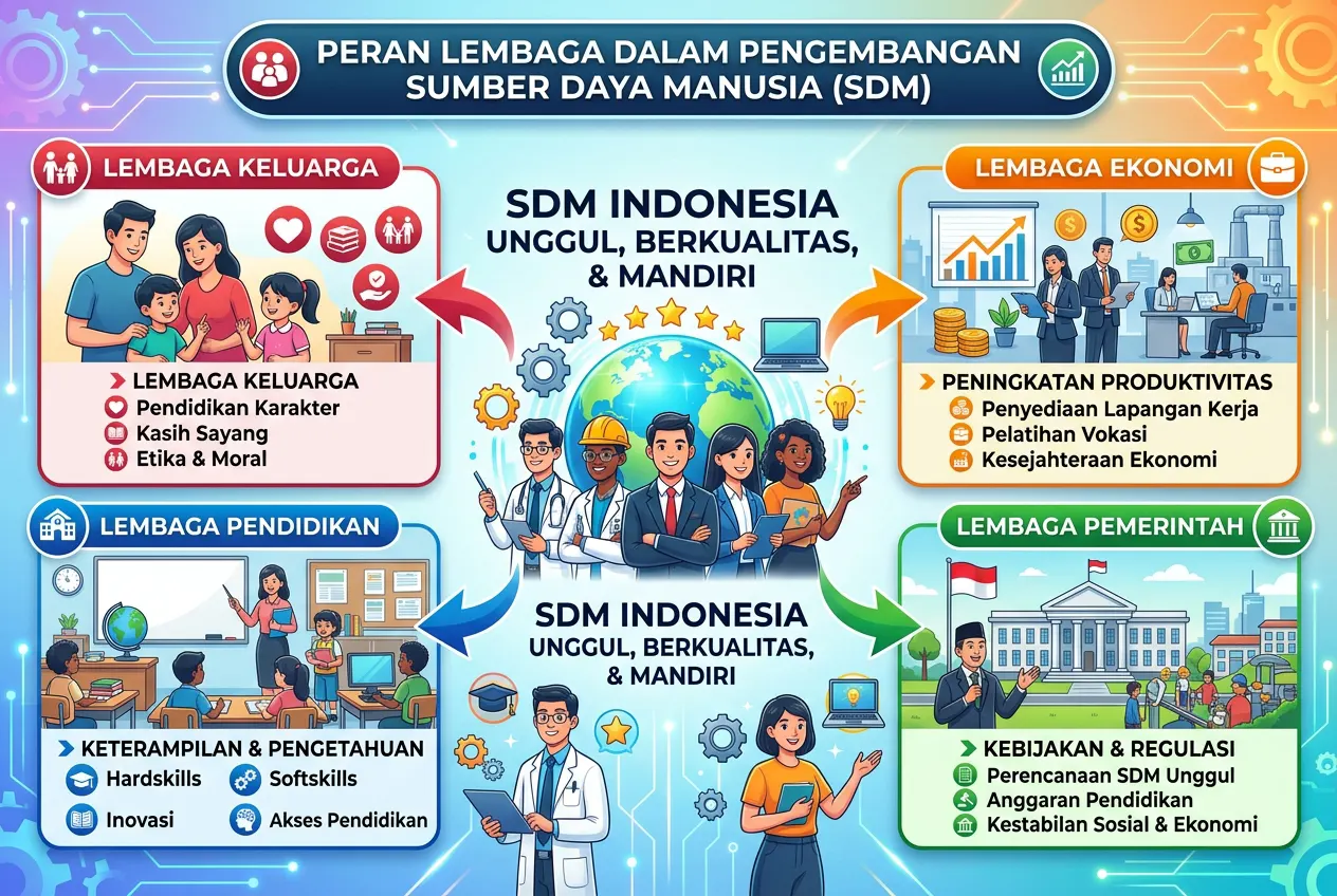 Peran Lembaga Keluarga, Pendidikan, Ekonomi, dan Pemerintah dalam Pengembangan Sumber Daya Manusia (AiStudio)