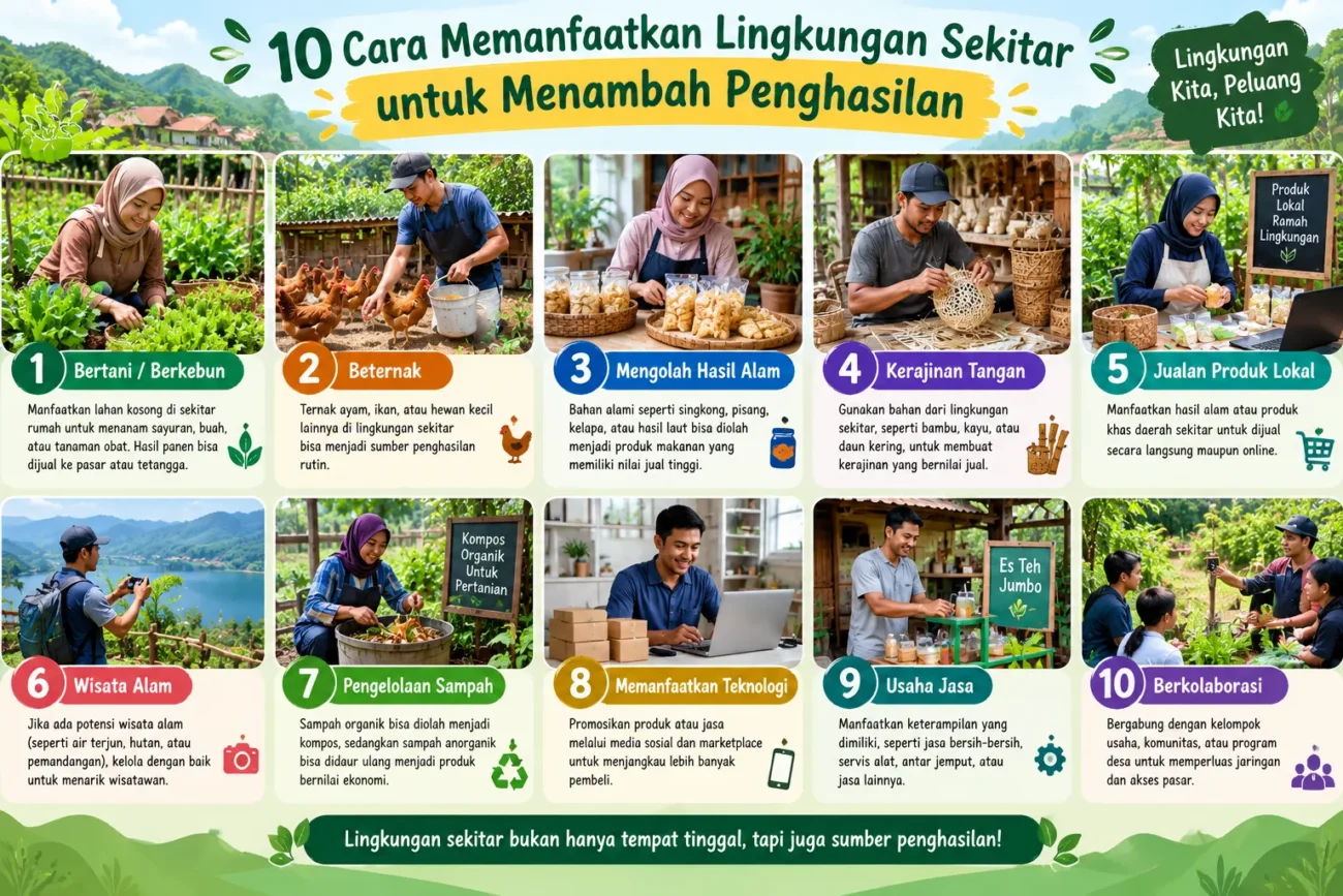 10 Cara Memanfaatkan Lingkungan Sekitar untuk Menambah Penghasilan (AiStudio)