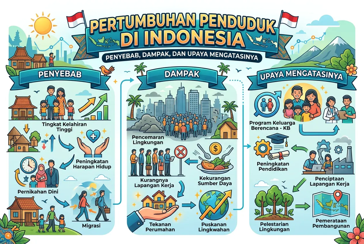 Pertumbuhan Penduduk di Indonesia: Penyebab, Dampak, dan Upaya Mengatasinya (AiStudio)