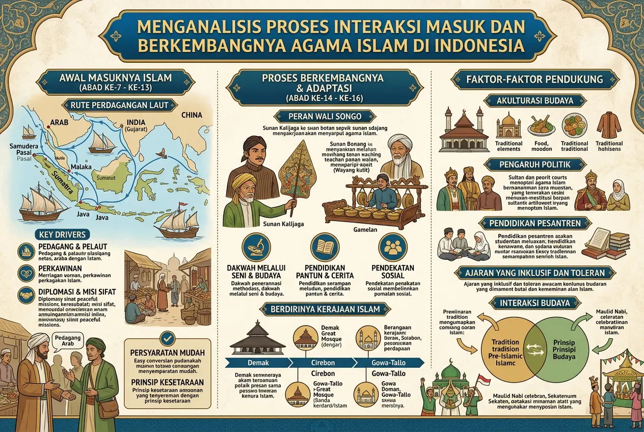 Menganalisis Proses Interaksi Masuk dan Berkembangnya Agama Islam di Indonesia (AiStudio)
