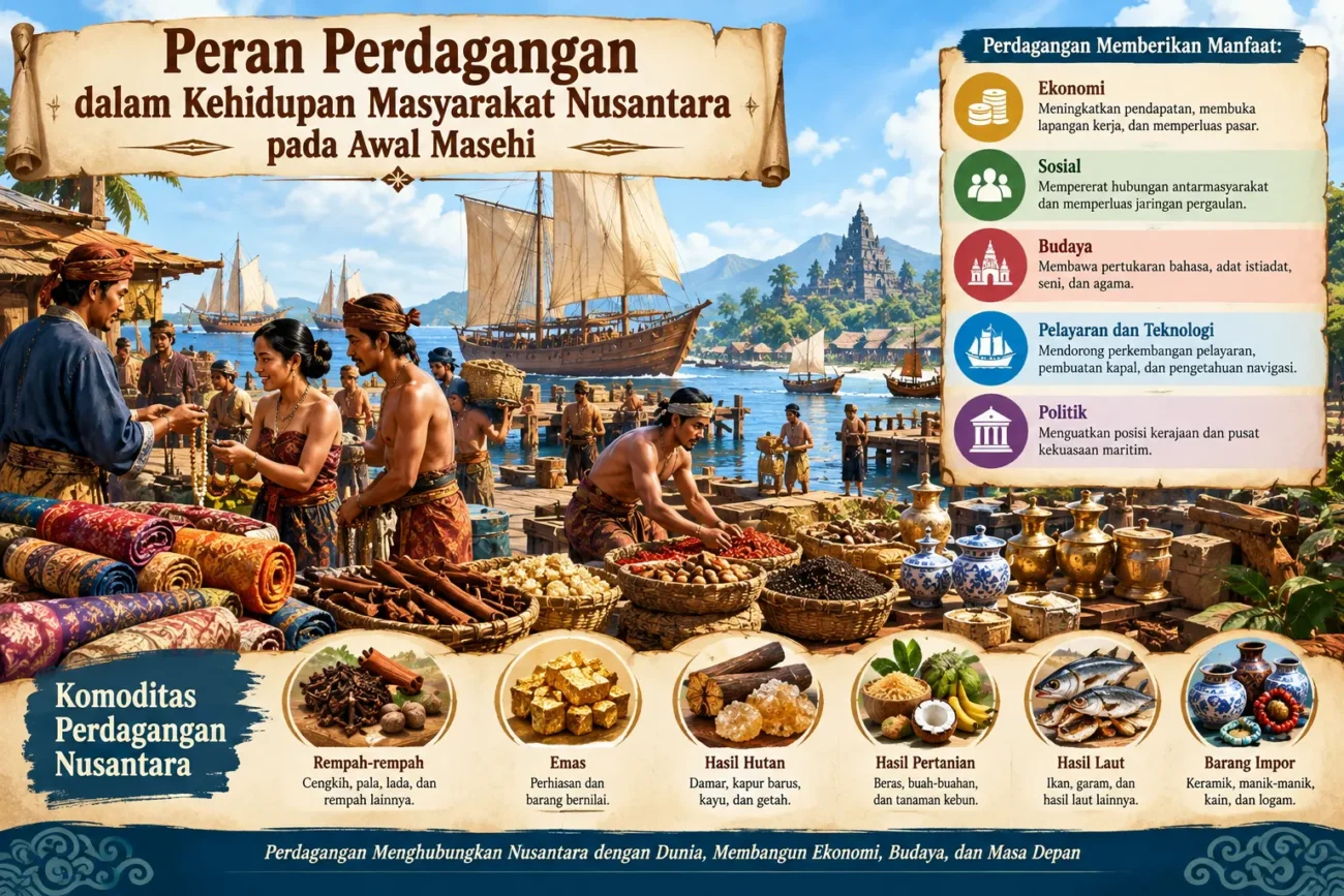 Peran Perdagangan dalam Kehidupan Masyarakat Nusantara pada Awal Masehi (AiStudio)