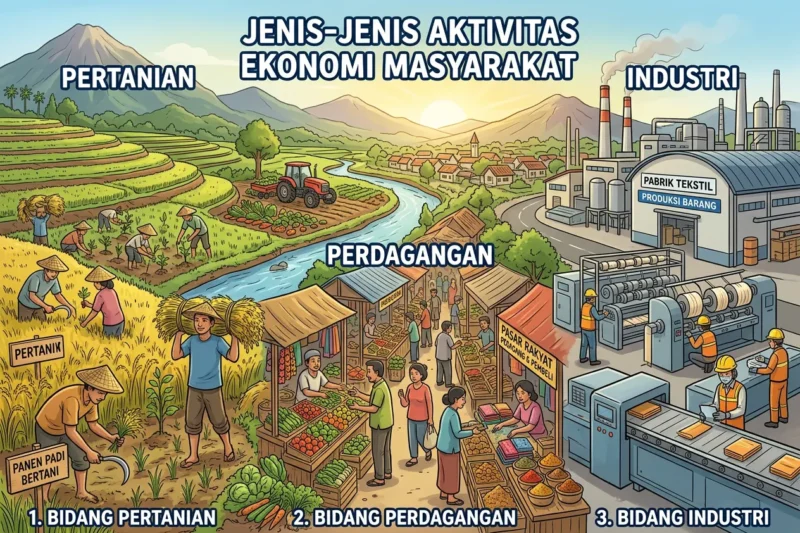 Jenis-Jenis Aktivitas Ekonomi Masyarakat di Bidang Pertanian, Perdagangan, dan Industri