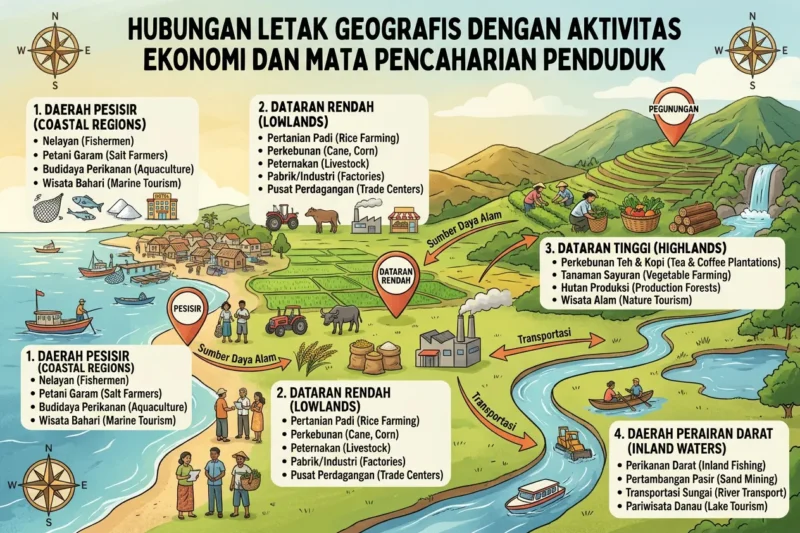 Hubungan Letak Geografis dengan Aktivitas Ekonomi dan Mata Pencaharian Penduduk