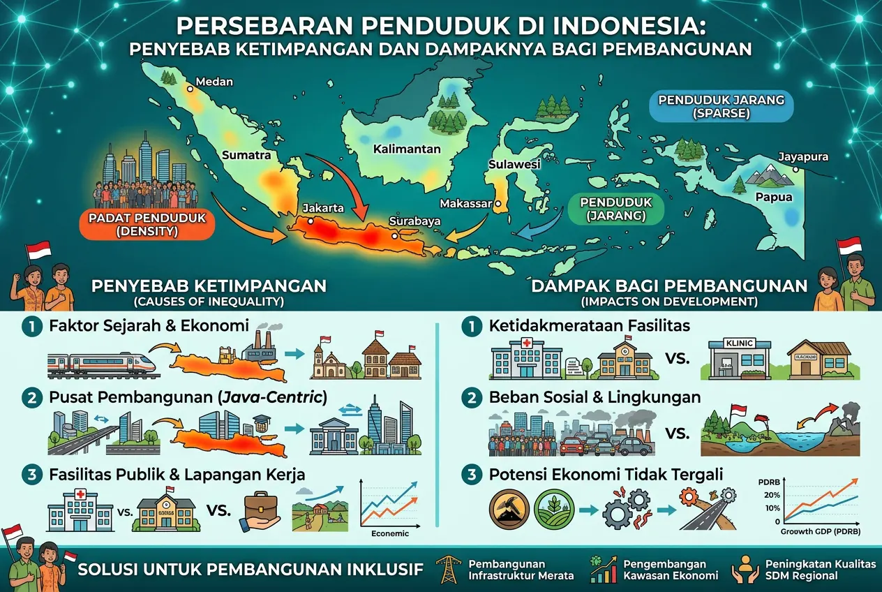 Persebaran Penduduk di Indonesia: Penyebab Ketimpangan dan Dampaknya bagi Pembangunan (AiStudio)