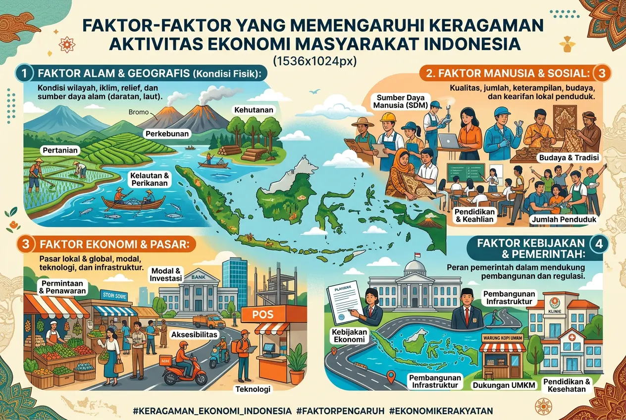 Faktor-Faktor yang Memengaruhi Keragaman Aktivitas Ekonomi Masyarakat Indonesia (AiStudio)