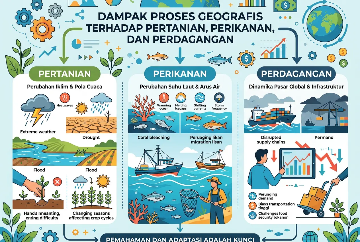 Dampak Proses Geografis terhadap Pertanian, Perikanan, dan Perdagangan (AiStudio)