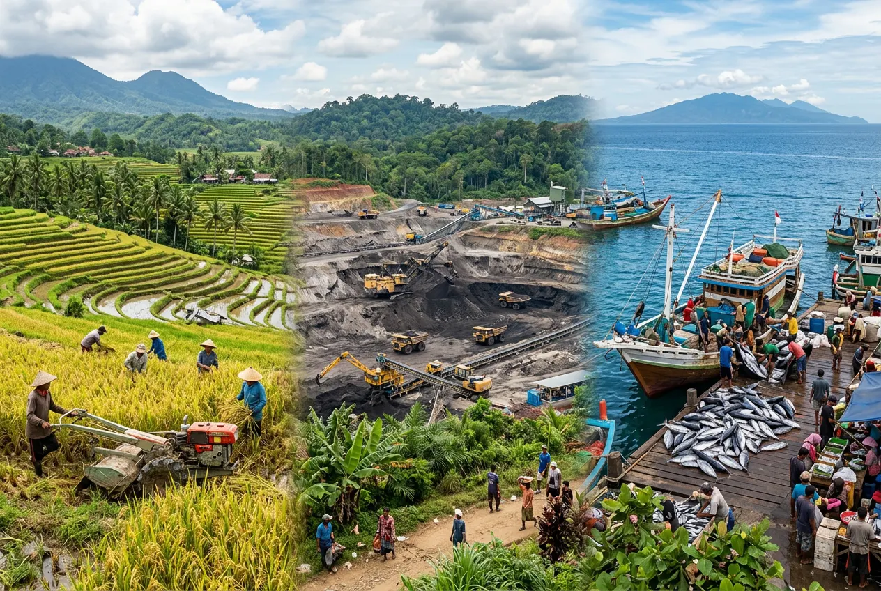 Pemanfaatan Sumber Daya Alam Indonesia di Bidang Pertanian, Pertambangan, dan Perikanan (AiStudio)