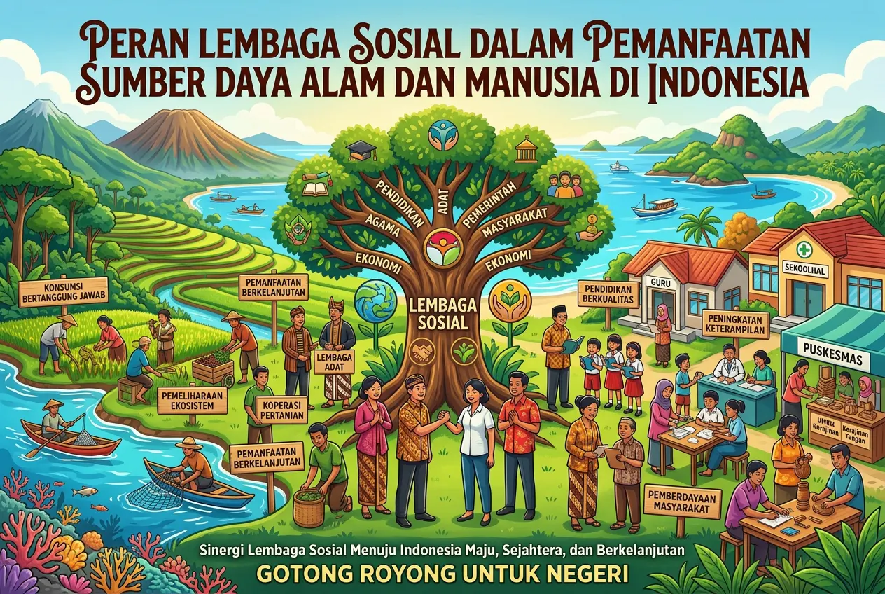 Peran Lembaga Sosial dalam Pemanfaatan Sumber Daya Alam dan Manusia di Indonesia (AiStudio)