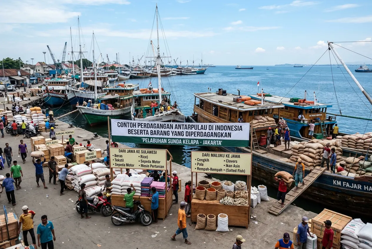 Contoh Perdagangan Antarpulau di Indonesia Beserta Barang yang Diperdagangkan (AiStudio)