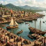Pelabuhan dan Pusat Perdagangan Nusantara pada Awal Masehi (AiStudio)