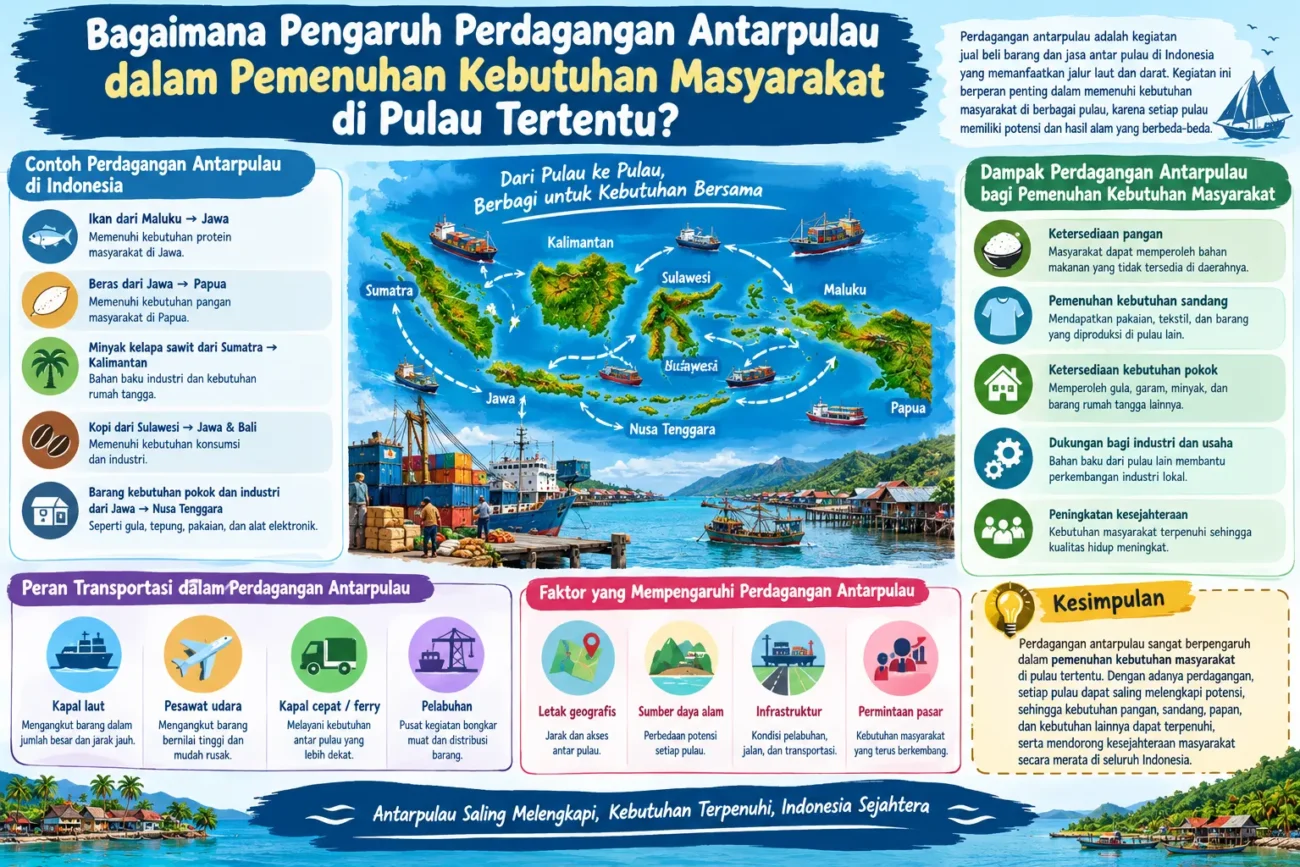 Bagaimana Pengaruh Perdagangan Antarpulau dalam Pemenuhan Kebutuhan Masyarakat di Pulau Tertentu? (AiStudio)