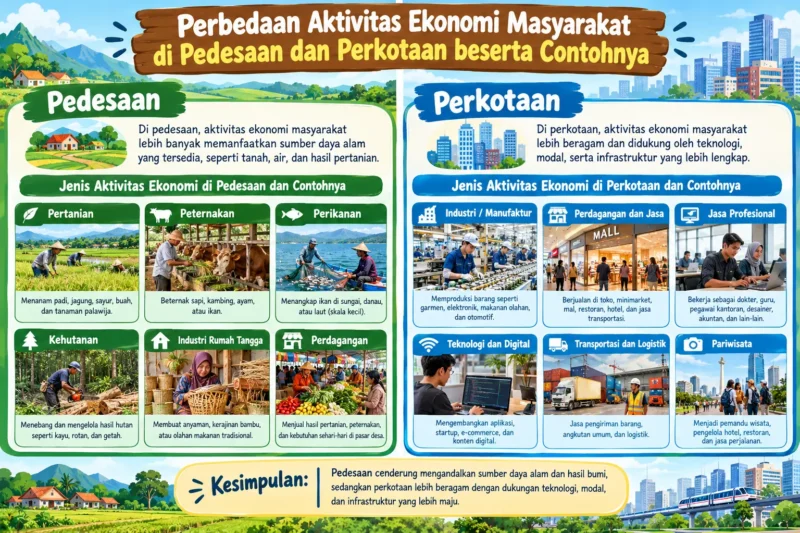 Perbedaan Aktivitas Ekonomi Masyarakat di Pedesaan dan Perkotaan beserta Contohnya