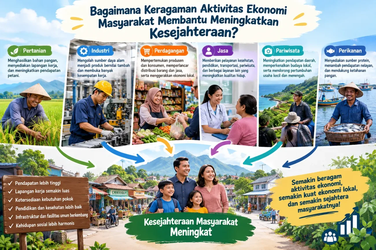 Bagaimana Keragaman Aktivitas Ekonomi Masyarakat Membantu Meningkatkan Kesejahteraan? (AiStudio)